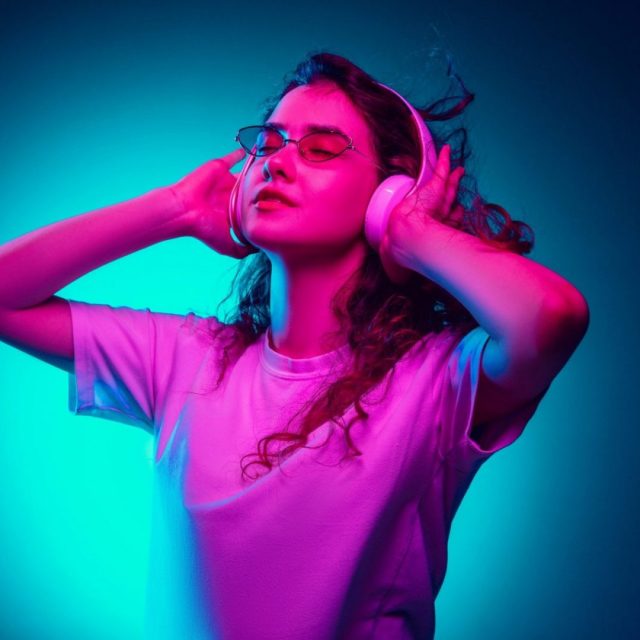 Woman listening to messages