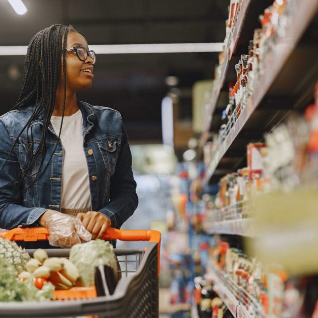 Woman shopping for vegetables